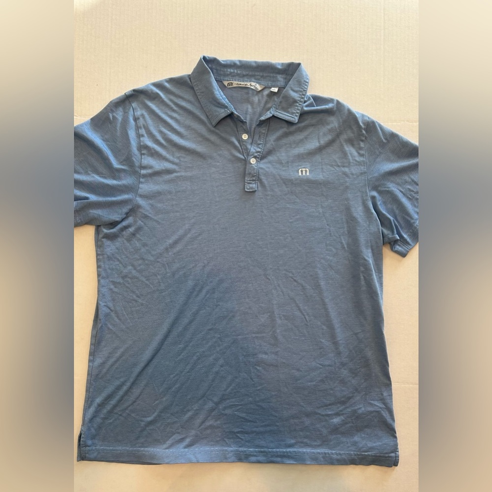 Travis Mathew Polo Shirt Mens XL Blue Short Sleeve Golf Outdoors